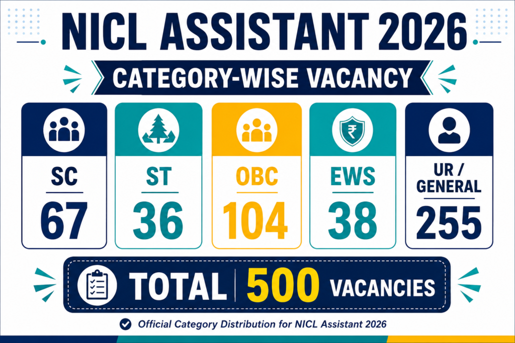 NICL Assistant Category-wise Vacancy 2026 SC ST OBC EWS and UR vacancy distribution