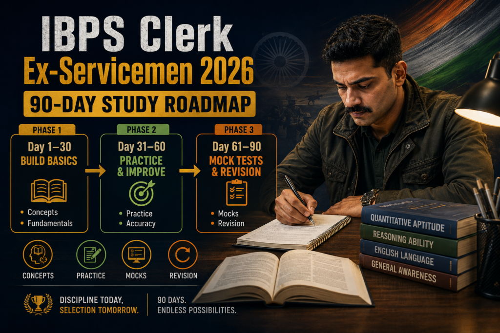 IBPS Clerk Ex-Servicemen Preparation Strategy 2026 90-day study plan