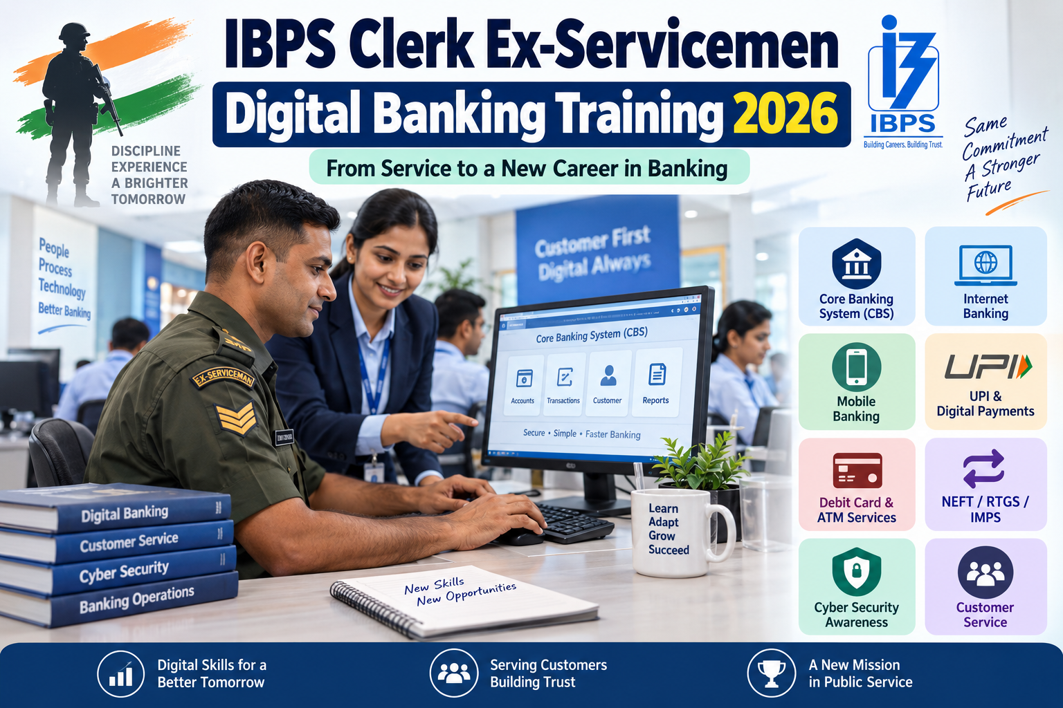 IBPS Clerk ESM Digital Banking guide covering CBS, UPI and cybersecurity