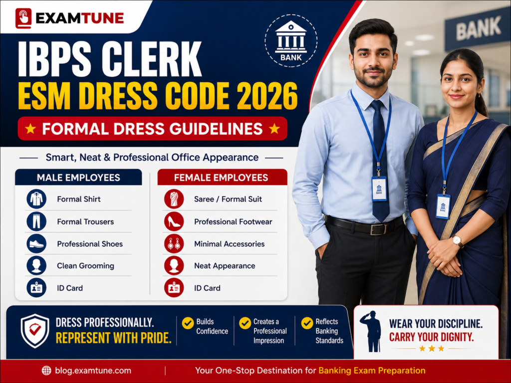 IBPS Clerk ESM formal dress guidelines for male and female employees