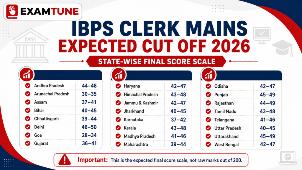 IBPS Clerk Mains Expected Cut Off IBPS Clerk Mains expected cut off state wise analysis
