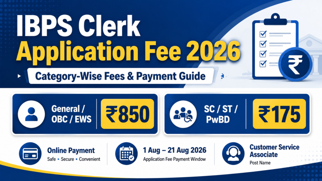 IBPS Clerk Application Fee 2026 category-wise fees