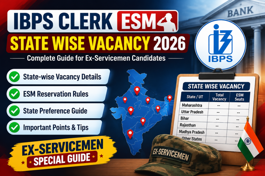 IBPS Clerk Ex Servicemen State Wise Vacancy 2026