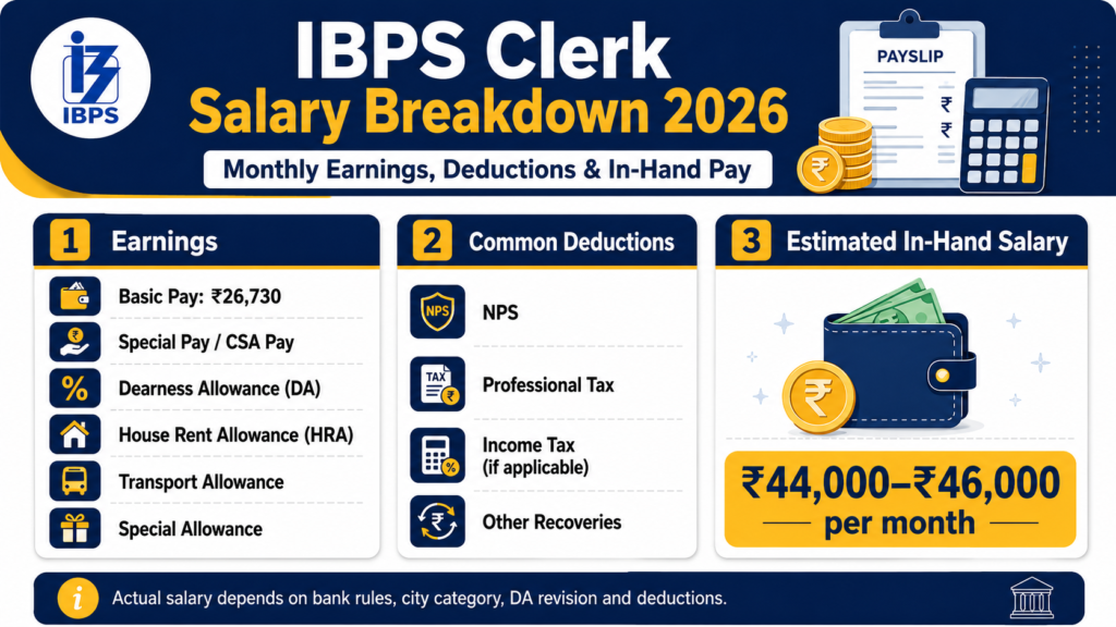 IBPS Clerk Basic Pay 2026 starting salary and pay scale