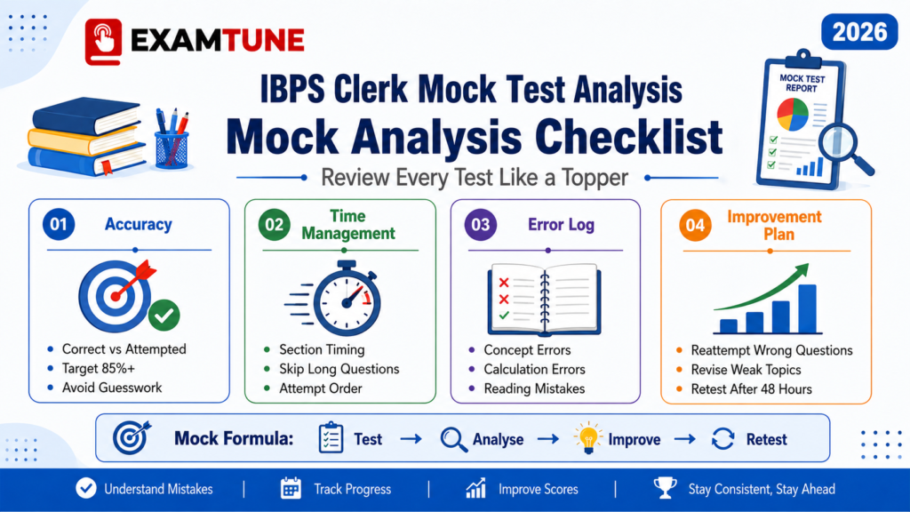 IBPS Clerk mock test analysis checklist for improving accuracy and score