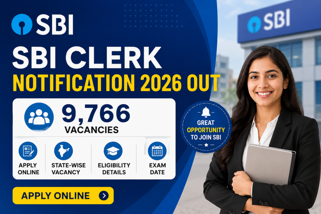 SBI Clerk Notification 2026 out with vacancy eligibility exam dates and selection process
