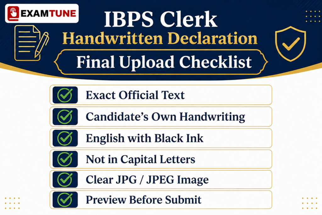 IBPS Clerk Handwritten Declaration 2026 checklist for the standard handwritten route