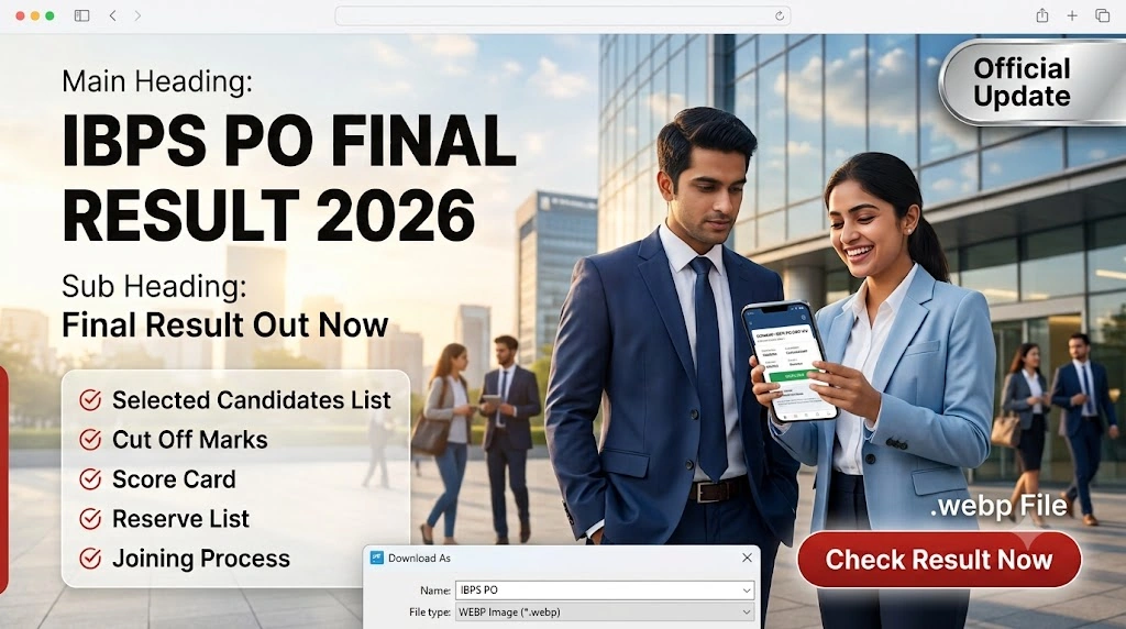 IBPS PO Final Result 2026 official update showing result announcement, score card, cut off marks, reserve list and joining process