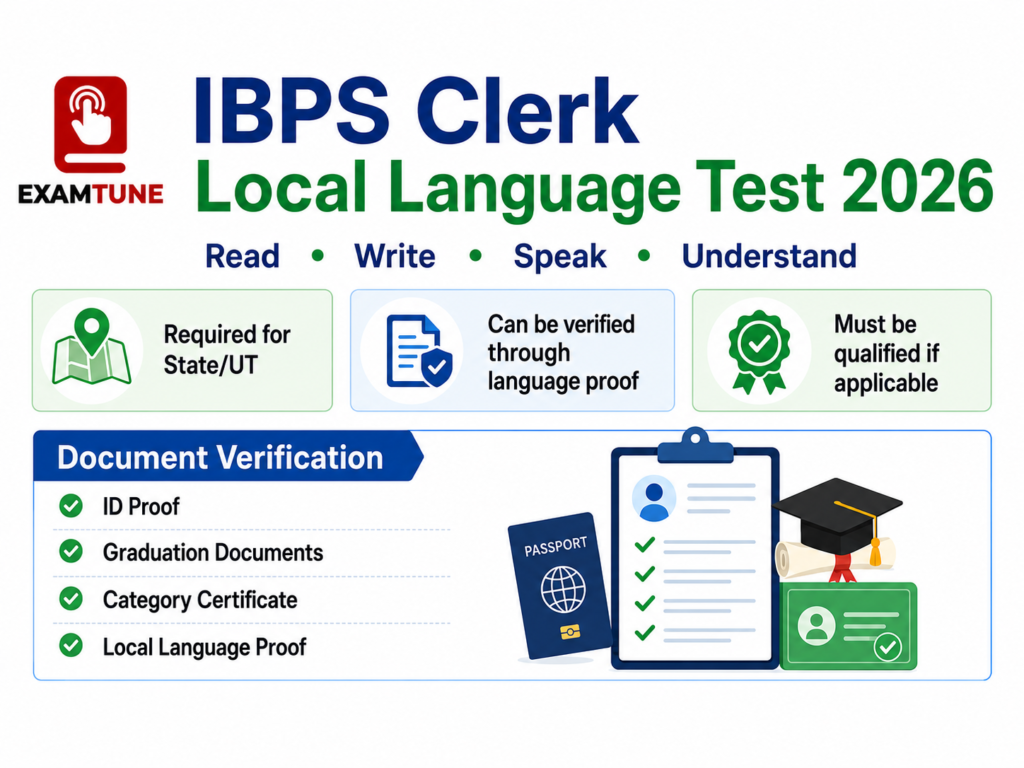 IBPS Clerk Local Language Test 2026 and Document Verification