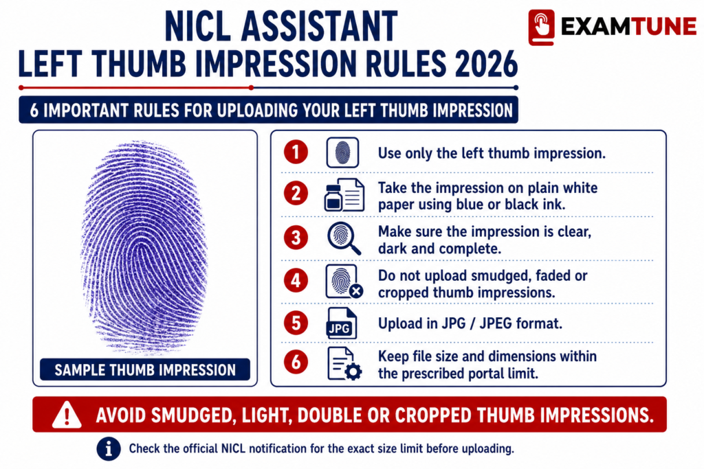 NICL Assistant Left Thumb Impression Size 2026