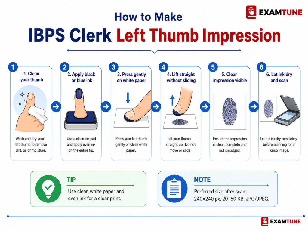 How to make IBPS Clerk left thumb impression