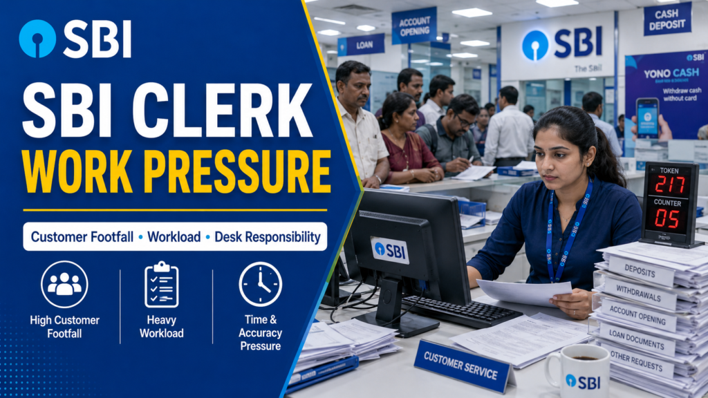 SBI Clerk work pressure customer footfall and workload