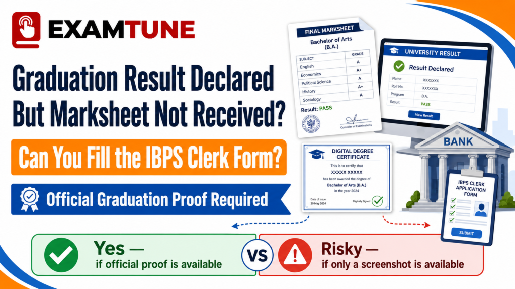 IBPS Clerk graduation result declared but marksheet not received eligibility guide