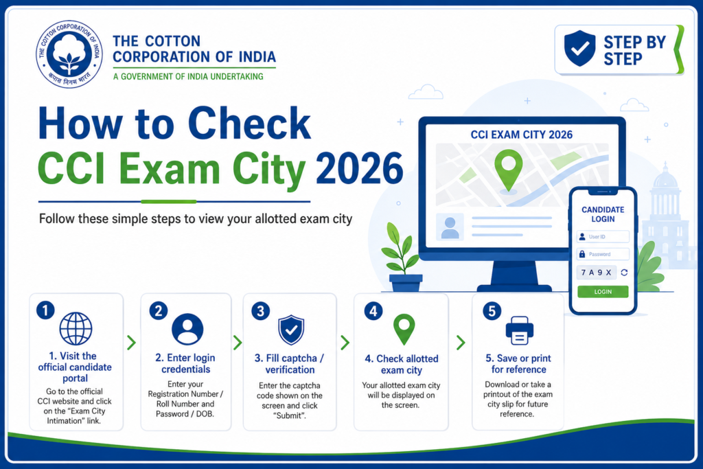 How to check CCI Exam City Slip 2026 online step by step