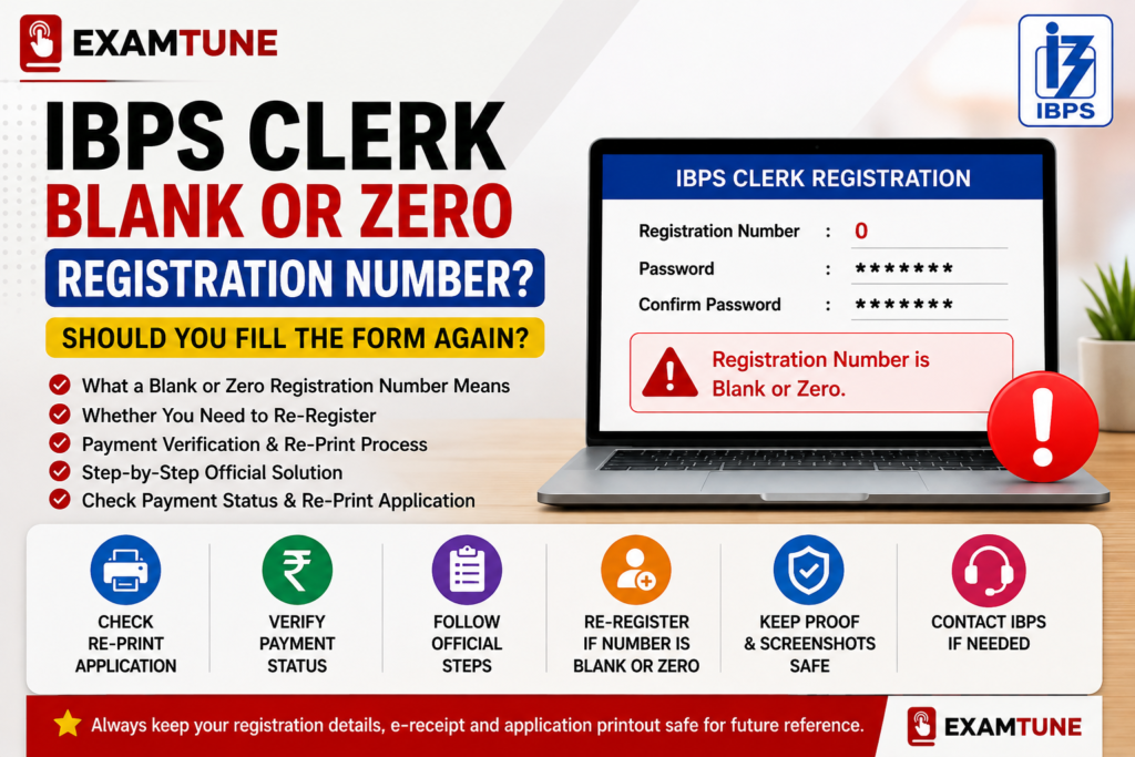 IBPS Clerk blank or zero registration number solution