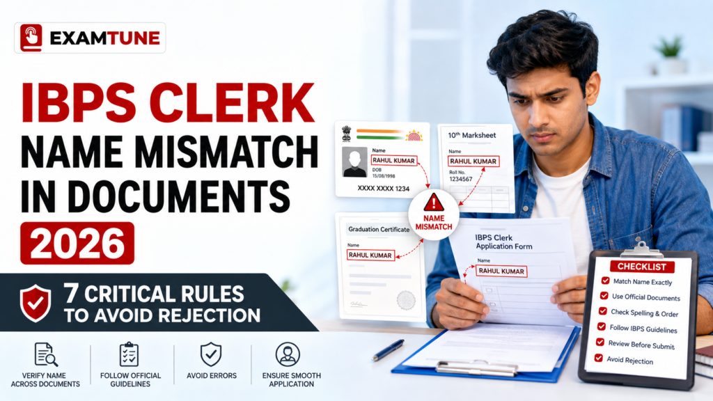 IBPS Clerk Name Mismatch in Documents 2026 correction rules