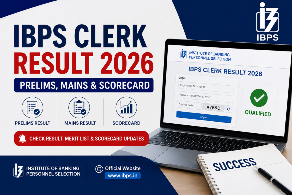 IBPS Clerk Result 2026 Prelims, Mains and Scorecard updates with online result login