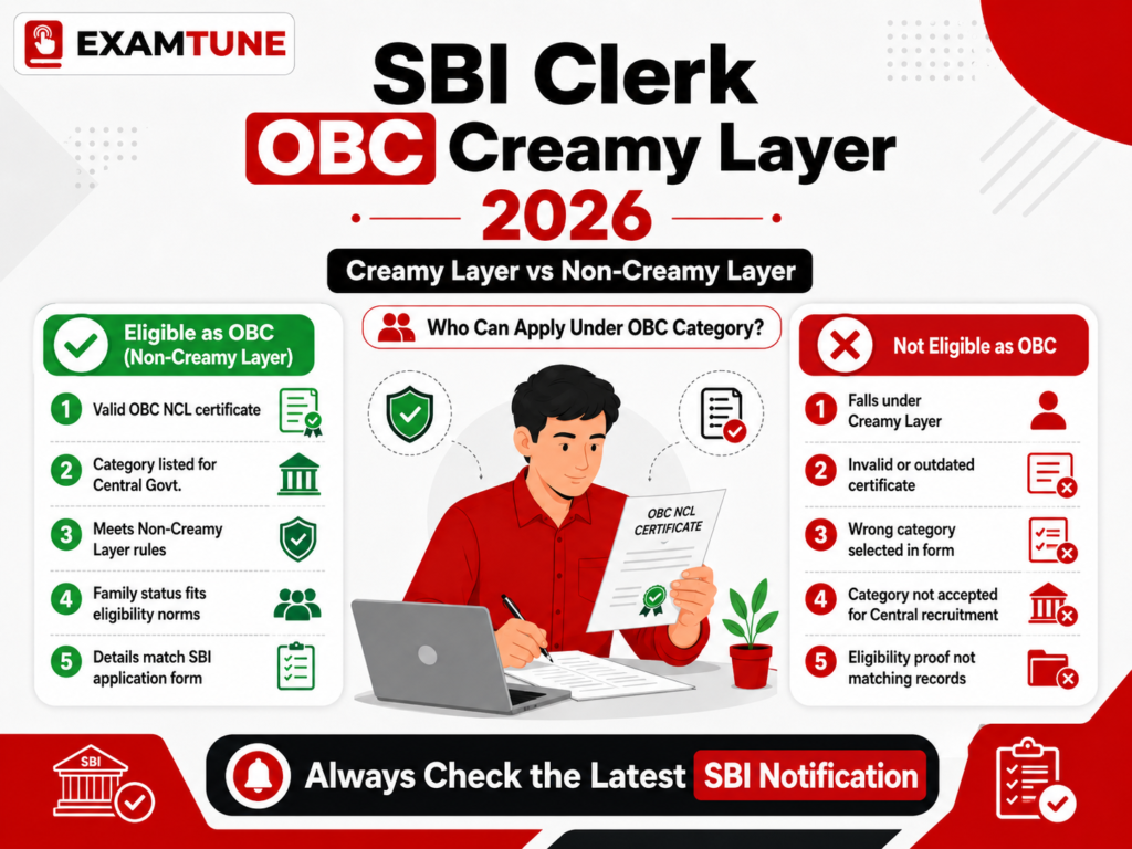 SBI Clerk OBC Creamy Layer 2026 Creamy Layer vs Non-Creamy Layer eligibility