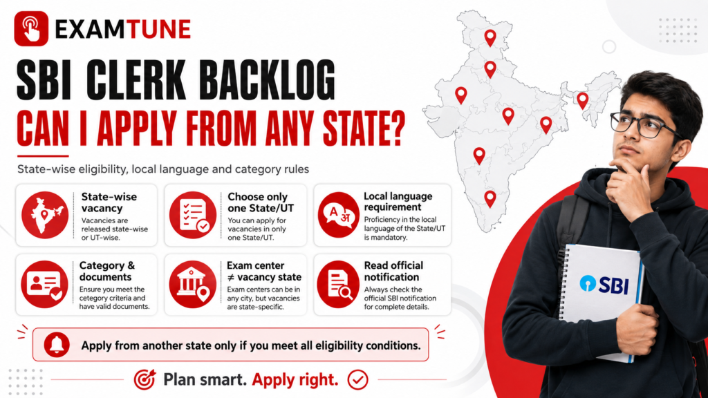 SBI Clerk Backlog Can I Apply From Any State state-wise eligibility local language and category rules