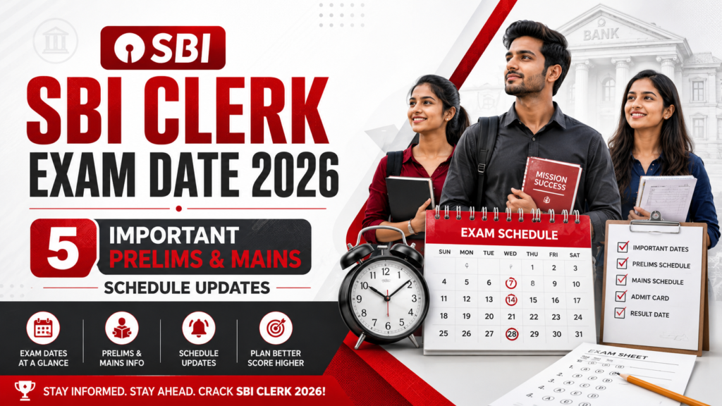 SBI Clerk Exam Date 2026 Prelims and Mains Schedule Updates