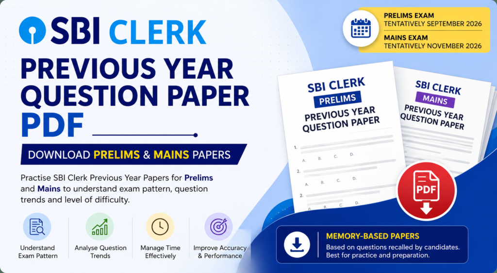 SBI Clerk Previous Year Question Paper PDF