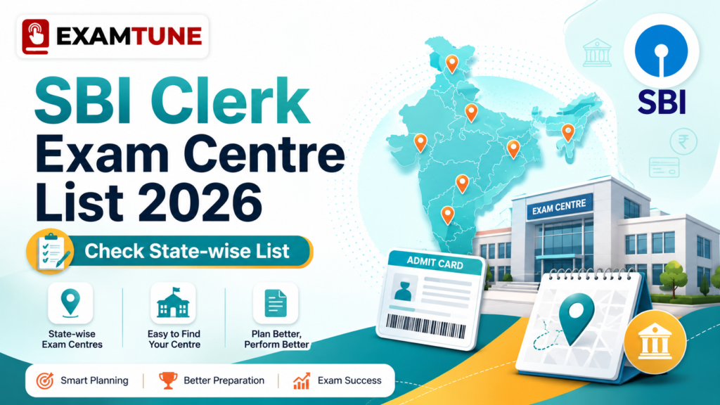 SBI Clerk Exam Centre List 2026 state-wise exam centres and exam city details