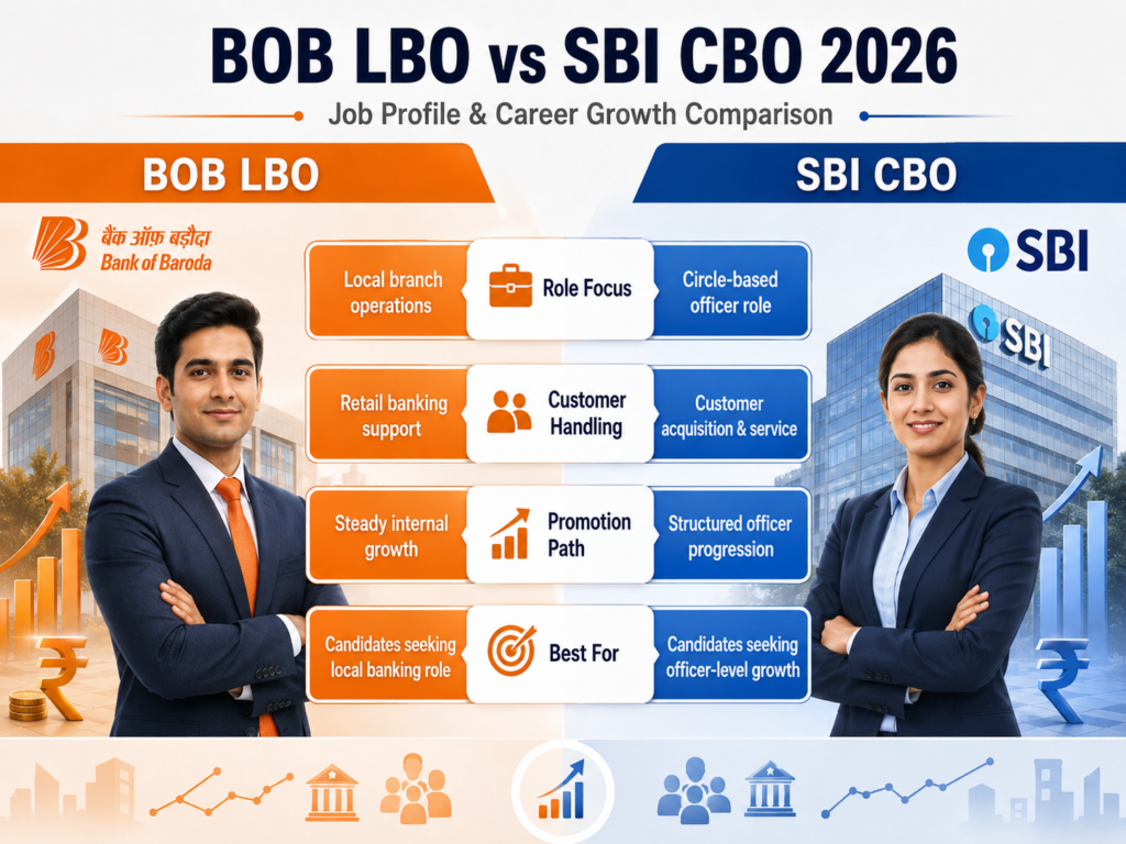 BOB LBO vs SBI CBO 2026 job profile and career growth comparison