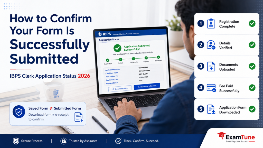 IBPS Clerk Application Status 2026 five-step checklist to confirm successful form submission