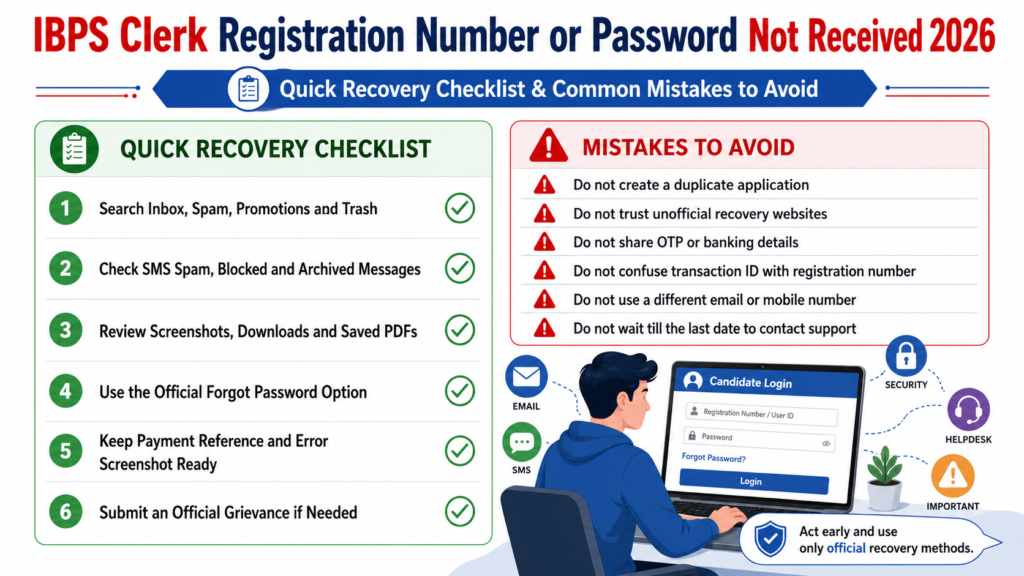 IBPS Clerk Registration Number or Password Not Received 2026 recovery checklist and mistakes to avoid