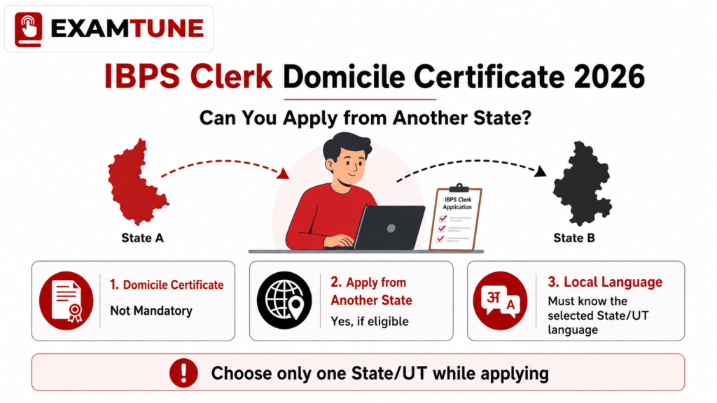 IBPS Clerk Domicile Certificate 2026 rules for applying from another state