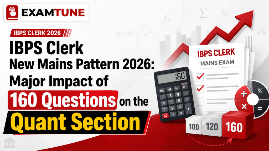 IBPS Clerk New Mains Pattern 2026 showing the impact of 160 questions on the Quant Section