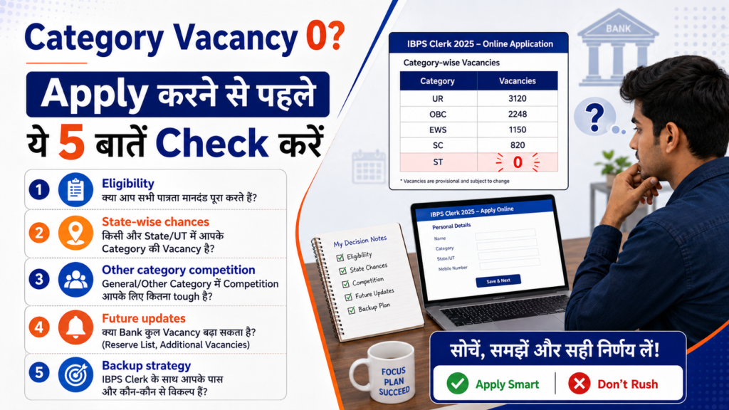 IBPS Clerk category vacancy 0 application decision checklist