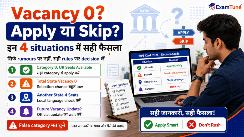 IBPS Clerk category vacancy 0 apply or skip decision guide
