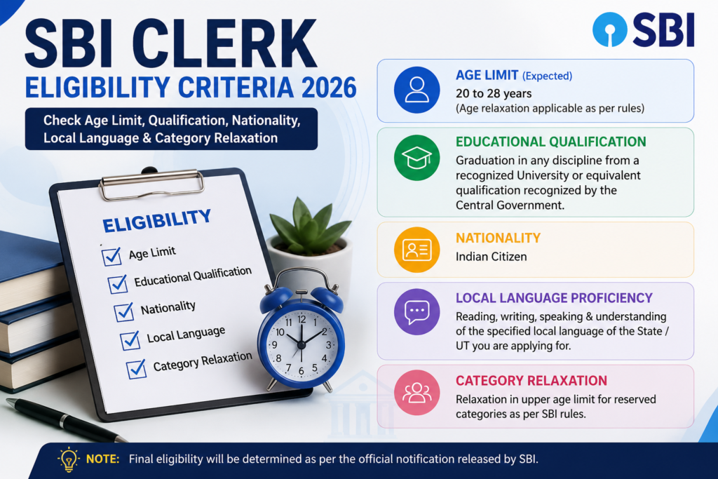 SBI Clerk Eligibility Criteria 2026