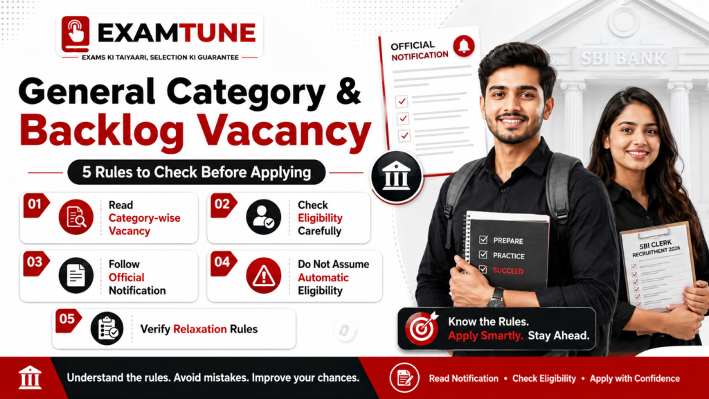 SBI Clerk Backlog Vacancy 2026 rules for General Category candidates before applying