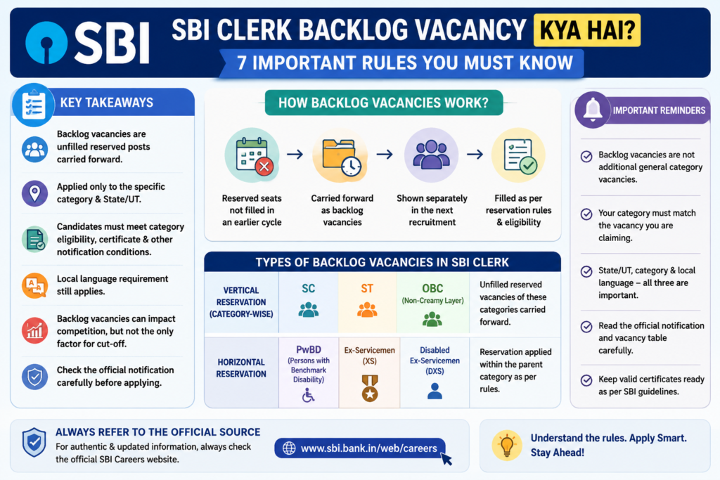 SBI Clerk Backlog Vacancy Kya Hai – 7 Important Rules, Reservation Types and Eligibility
