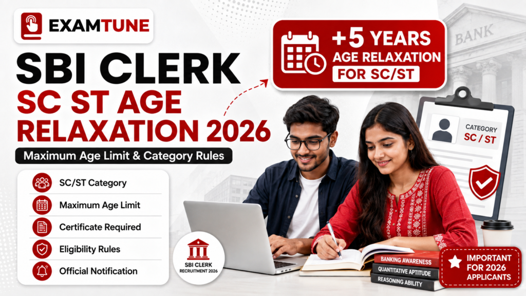 SBI Clerk SC ST Age Relaxation 2026 maximum age limit and 5 years relaxation