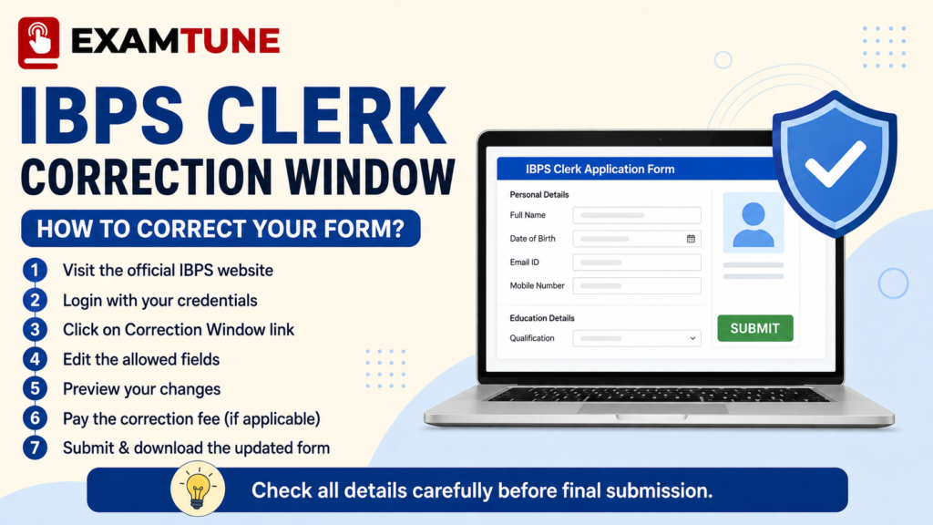 How to use IBPS Clerk Correction Window