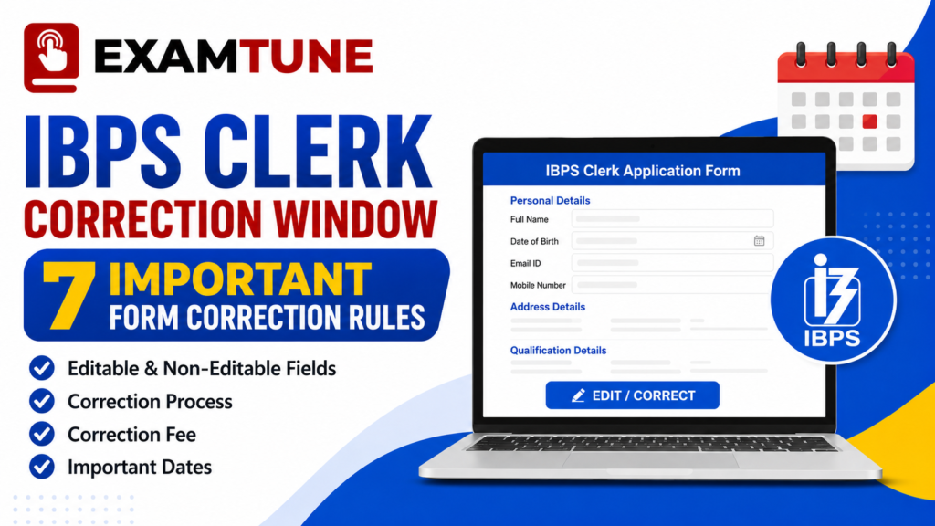 IBPS Clerk Correction Window 7 important form correction rules