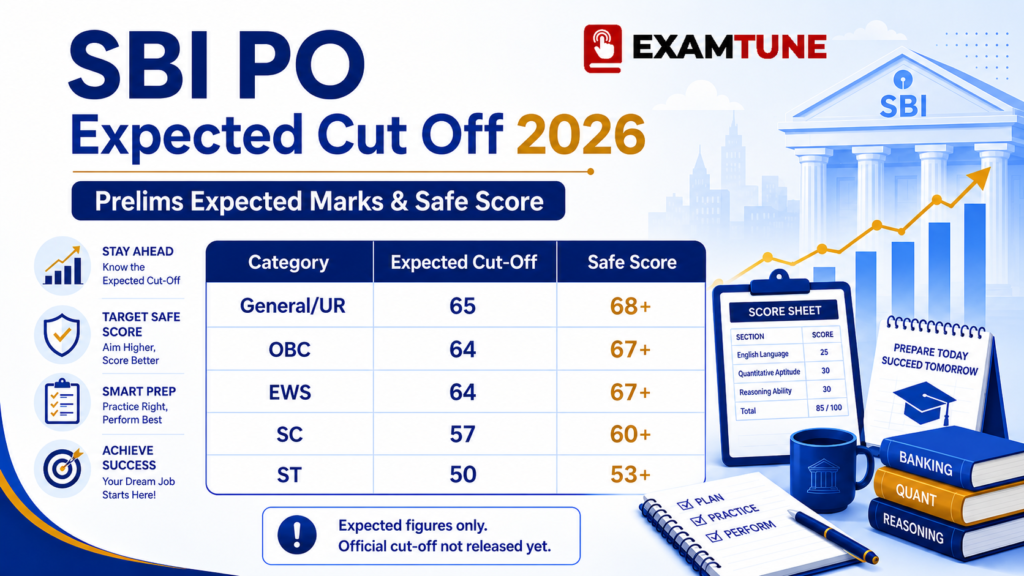 SBI PO Cut Off 2026 expected prelims cut off and safe score