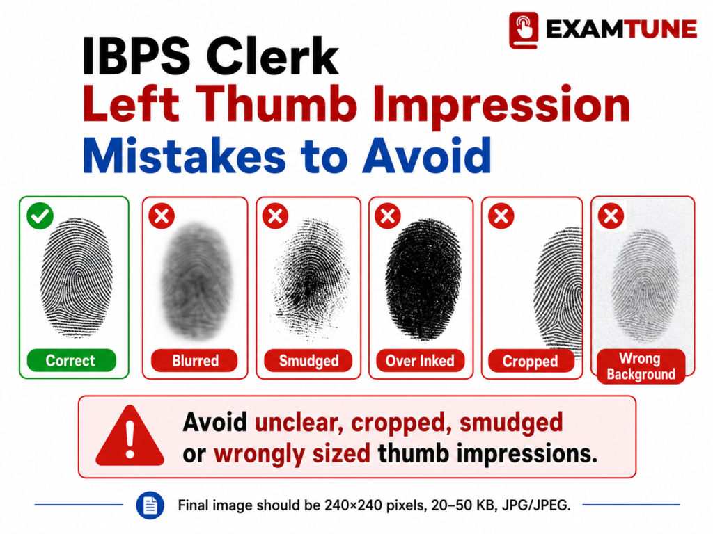 IBPS Clerk left thumb impression upload mistakes