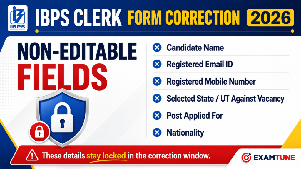 IBPS Clerk Form Correction 2026 non editable fields