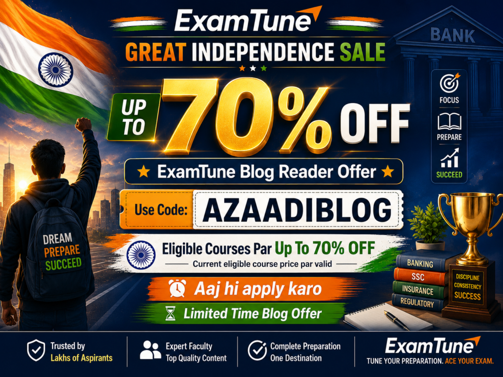 ExamTune Great Independence Sale for Bank Jobs 2026 with up to 70% off on eligible courses